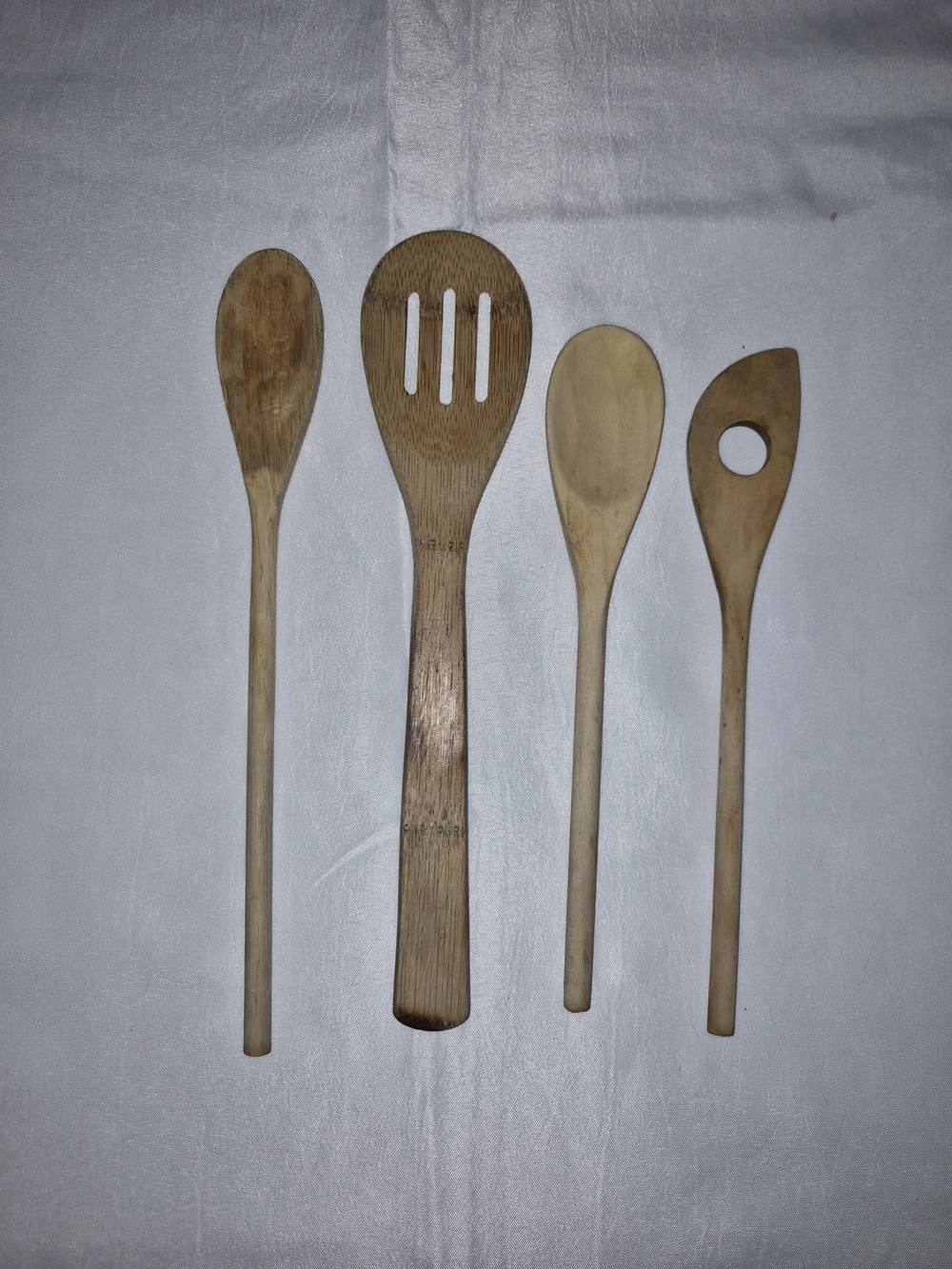 Set of 4 Wooden Cooking Spoons - Natural Wood